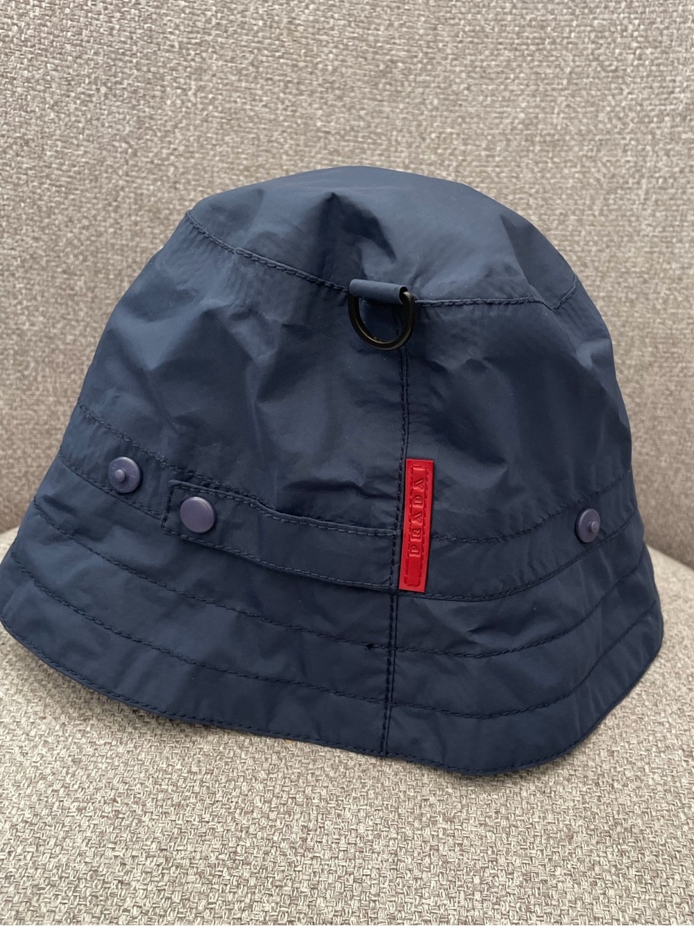 PRADA- vintage Sport (Linea Rossa) nylon cargo bucket hat, navy